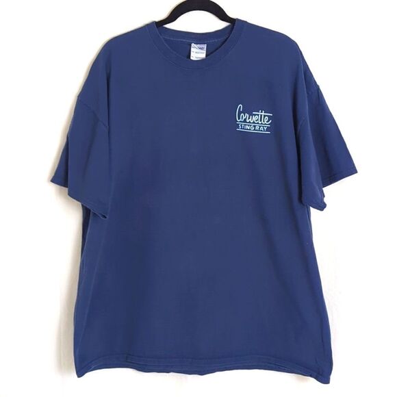 Corvette Stingray Graphic Navy Blue Tee Shirt Size 2 XL - Picture 2 of 8